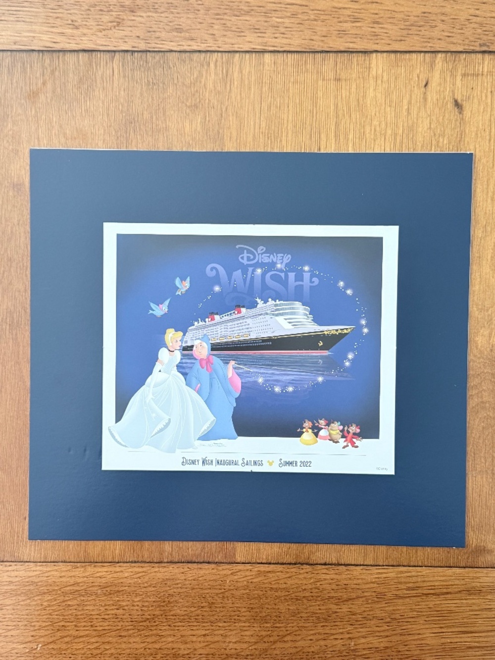 Disney Wish Inaugural Sailing Lithograph featuring Cinderella & Fairy Godmother